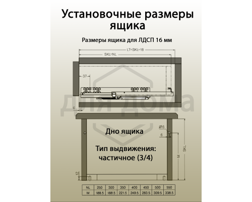 Комплект направляющих скрытого монтажа с фиксаторами Firmax Ecomotion L=350мм, частичного выдвижения с доводчиком, для ЛДСП 16мм 1 ком.