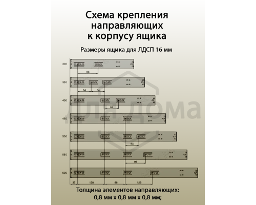Направляющие шариковые Blitz полного выдвижения, H=35 мм, L=250 мм, толщина стали 0,65*0,65*0,65 мм, 31 гр./дюйм