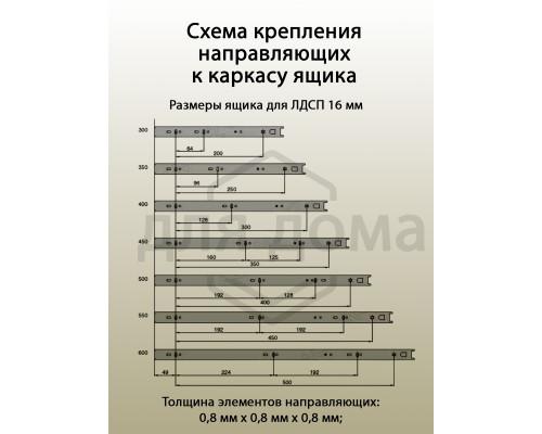 Направляющие шариковые Blitz полного выдвижения, H=45 мм, L=450 мм, толщина стали 0,8*0,8*0,8 мм