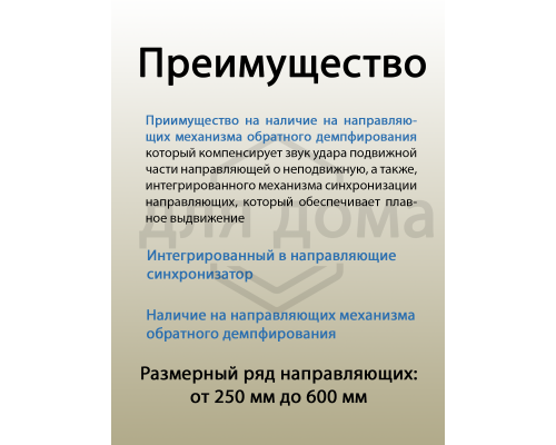 Комплект направляющих Soft-Close скрытого монтажа DTC D-Motion, L=270мм, полного выдвижения с доводчиком, для ЛДСП 16 мм, с 3D регулировкой (2 направляющие + 2 фиксатора) 1 ком.