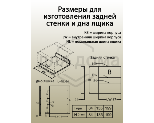 Комплект ящика Firmax Smartline, длина 500 мм, высота 84 мм, с доводчиком, белый 1 ком.
