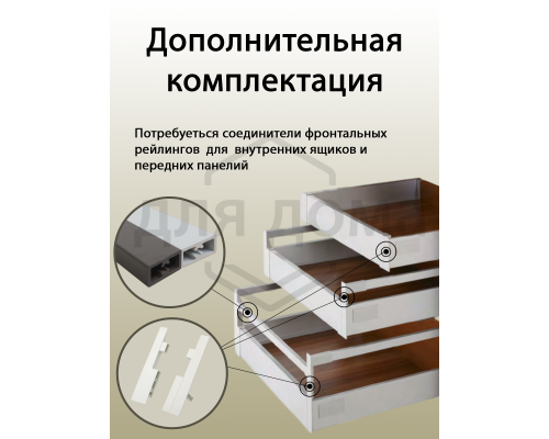 Рейлинг фронтальный Firmax для внутреннего ящика Slimline/Smartline, квадратный, L=1100 мм, перламутр 1 шт.