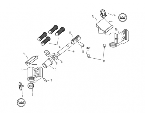 Петля дверная втулочная 2-х секционная, м/о 63 мм, крепление на тепл. профиль, неокраш.