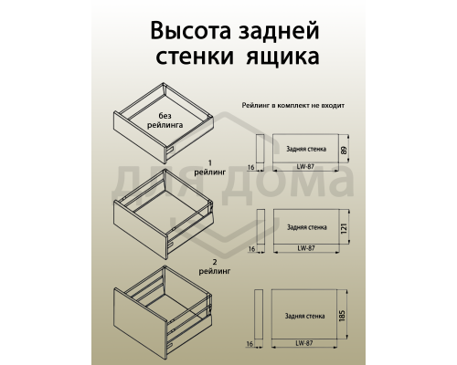 Комплект боковин Firmax высотой 89 мм длина 450 мм (левая, правая) для ящика Slimline, антрацит 1 ком.