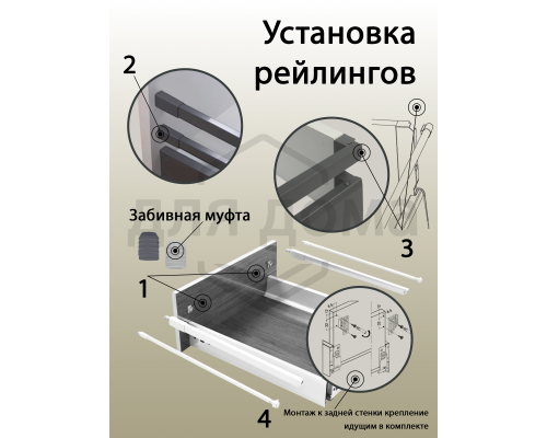 Рейлинги Firmax длина 300 мм, круглые верхние для ящика Newline, серые 1 ком.