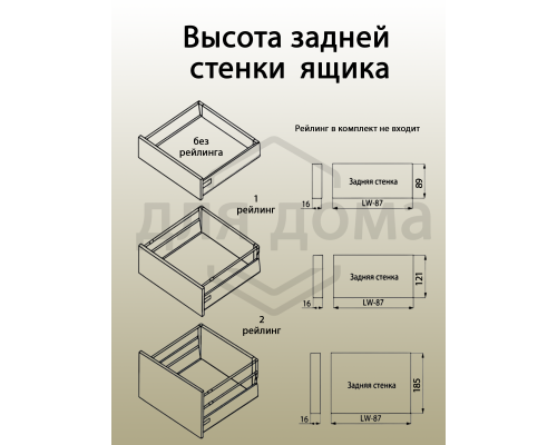Комплект боковин Firmax высотой 89 мм длина 400 мм (левая, правая) для ящика Slimline, перламутр 1 ком.