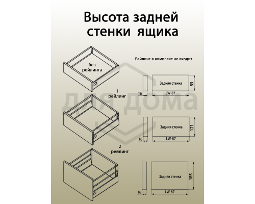 Комплект боковин Firmax высотой 121 мм длина 300 мм (левая, правая) для ящика Slimline, перламутр 1 ком.