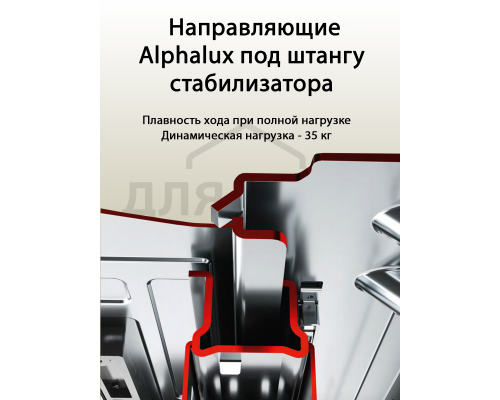 Комплект направляющих Soft+Push под штангу синхронизатор ALPHALUX для ЛДСП 16мм, длина 300мм (лев+прав)