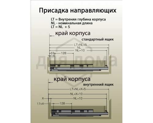 Комплект направляющих Soft-Close скрытого монтажа Firmax Smartline, L=500мм, полного выдвижения, для ЛДСП 16 мм с доводчиком, (2 направляющие + 2 крепления) 1 ком.