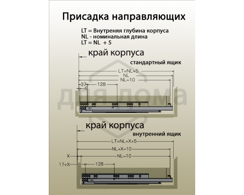 Комплект направляющих Soft-Close скрытого монтажа Firmax Smartline, L=600мм, полного выдвижения, для ЛДСП 16 мм с доводчиком, (2 направляющие + 2 крепления) 1 ком.