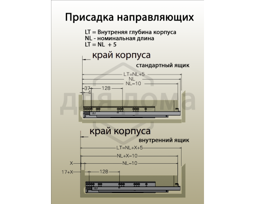 Комплект направляющих Soft-Close скрытого монтажа Firmax Smartline, L=400мм, полного выдвижения, для ЛДСП 16 мм с доводчиком, (2 направляющие + 2 крепления) 1 ком.