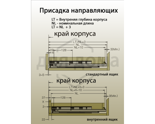 Комплект направляющих Push-to-Open скрытого монтажа Firmax Smartline, L=250мм, полного выдвижения, для ЛДСП 16 мм, (2 направляющие + 2 крепления) 1 ком.