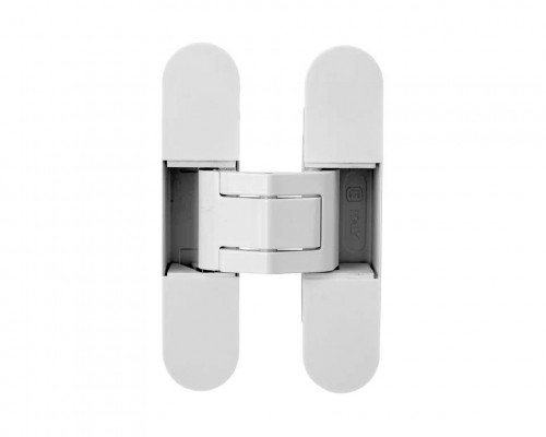 (1 кор.=2 петли) Петля скрытая ELEMENTIS, серия ITALY, универсальная, 3D, 120x27 мм, 60 кг, цамак, цвет  белый