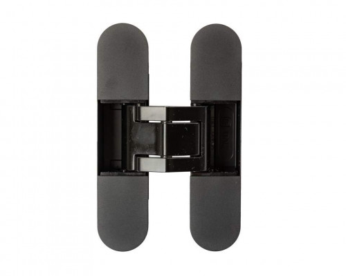 (1 кор.=2 петли) Петля скрытая ELEMENTIS, серия ITALY, универсальная, 3D, 120x27 мм, 60 кг, цамак, цвет черный