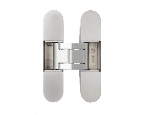 (1 кор.=2 петли) Петля скрытая ELEMENTIS, серия ITALY, универсальная, 3D, 120x27 мм, 60 кг, цамак, цвет серебро матовое