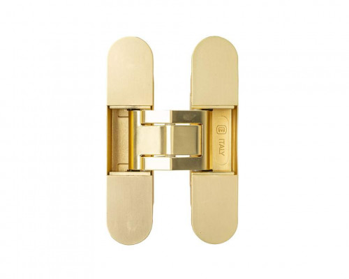 (1 кор.=2 петли) Петля скрытая ELEMENTIS, серия ITALY, универсальная, 3D, 120x27 мм, 60 кг, цамак, цвет золото матовое