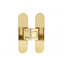 (1 кор.=2 петли) Петля скрытая ELEMENTIS, серия ITALY, универсальная, 3D, 120x27 мм, 60 кг, цамак, цвет золото полированное