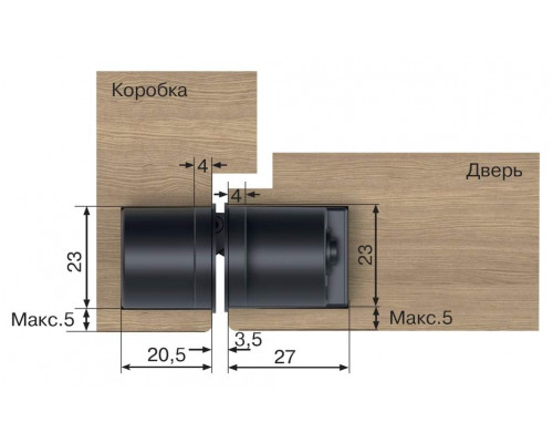(1 кор.=2 петли) Петля скрытая ELEMENTIS, универсальная, 3D, 115x23 мм, 40 кг, цамак, белый матовый