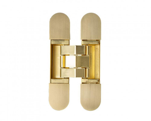 (1 кор.=2 петли) Петля скрытая ELEMENTIS, универсальная, 3D, 115x23 мм, 40 кг, цамак, золото матовое