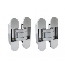 (1 кор.=2 петли) Петля скрытая ELEMENTIS, универсальная, 3D, 120x30 мм, 50 кг, цамак, серебро матовое 2 шт.