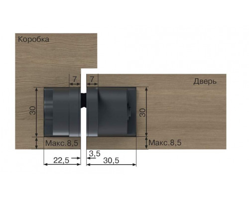 (1 кор.=2 петли) Петля скрытая ELEMENTIS, универсальная, 3D, 120x30 мм, 50 кг, цамак, золото полированное 2 шт.