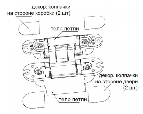 (1 кор.=2 петли) Петля скрытая ELEMENTIS, универсальная, 3D, 130x25/32 мм, 80 кг, цамак, серебро матовое (1 кор.=2 петли) Петля скрытая ELEMENTIS, универсальная, 3D, 130x25/32 мм, 80 кг, цамак, серебро матовое