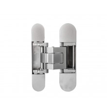 (1 кор.=2 петли) Петля скрытая ELEMENTIS, универсальная, 3D, 130x25/32 мм, 80 кг, цамак, серебро матовое