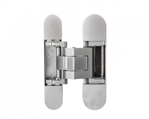 (1 кор.=2 петли) Петля скрытая ELEMENTIS, универсальная, 3D, 130x25/32 мм, 80 кг, цамак, серебро матовое