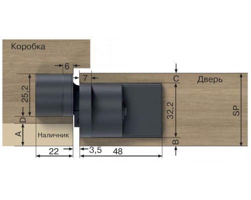 (1 кор.=2 петли) Петля скрытая ELEMENTIS, универсальная, 3D, 130x25/32 мм, 80 кг, цамак, серебро матовое