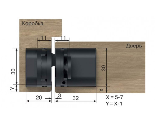(1 коробка=2 петли) Петля скрытая ELEMENTIS, универсальная, 3D, 110x30 мм, 40 кг,цамак, черный матовый RAL 9005