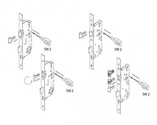 Замок Maxbar №855 привод от цилиндра с возможностью удлиннения F16/45/92/8 мм,c 4 роликовыми цапфами,Серебристый