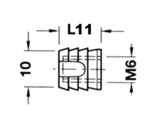BU18 Муфта M6, D10x11 мм, пластик (в ленте 22 шт.) 1 шт.