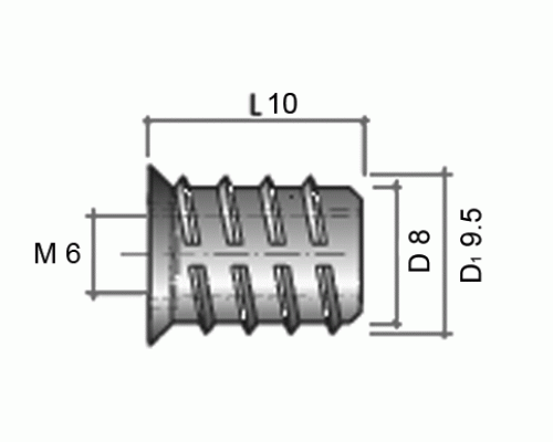 BU36 Муфта M6, D8x10 мм, цинк BU36 Муфта M6, D8x10 мм, цинк