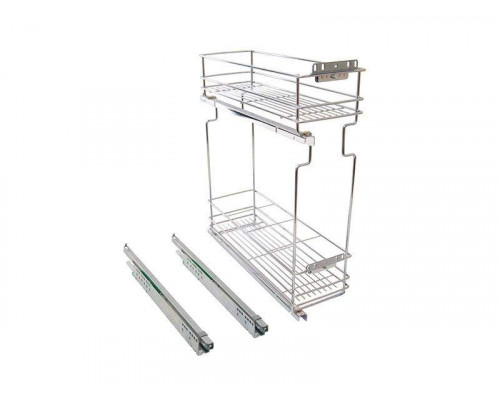 Бутылочница FGV в базу 200мм левая,глубиной 500мм, направляющие EXCEL, плавная доводка, хром 1 ком.