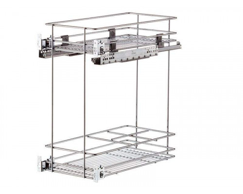 Бутылочница в базу 400мм, с креплением к фасаду, направляющие плавного закрывания, 1 ком.