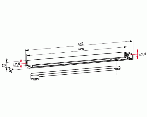 Тяга скользящая к доводчику dormakaba  TS-92,93 G-N Белый RAL9016