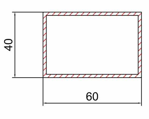 Часть ответная одностворчатой двери: труба из алюминия 40х60х2 мм, длина 3000 мм, 8020024