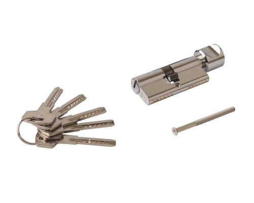 Цилиндр профильный ELEMENTIS 35(ключ)/35(ручка) ЦАМ, 5 перфорированных ключей, никелированный