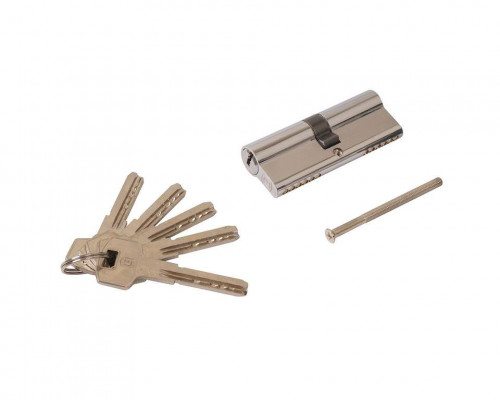Цилиндр профильный ELEMENTIS 40(ключ)/40(ключ) ЦАМ, 5 перфорированных ключей, никелированный 1 шт.