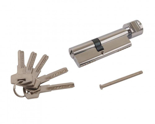 Цилиндр профильный ELEMENTIS 40(ключ)/50(ручка) ЦАМ, 5 перфорированных ключей, никелированный 1 шт.