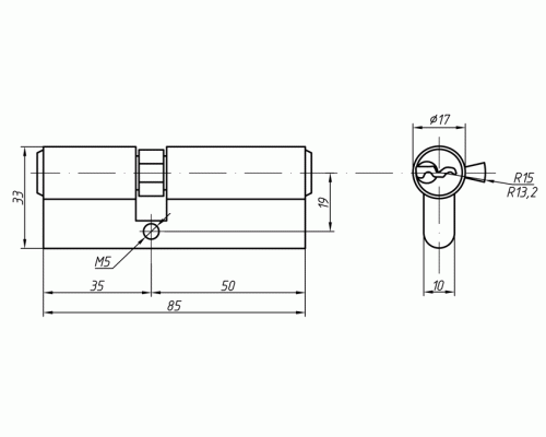 Цилиндр профильный MAXBAR 847/K1 35-50, никелированный