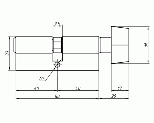 Цилиндр профильный MAXBAR с плоской ручкой CVG/K 40 (ручка)/40 (ключ), никелированный Цилиндр профильный MAXBAR с плоской ручкой CVG/K 40 (ручка)/40 (ключ), никелированный