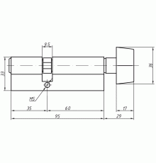 Цилиндр профильный MAXBAR с плоской ручкой CVG/K 60(ручка)/35(ключ),никелированный