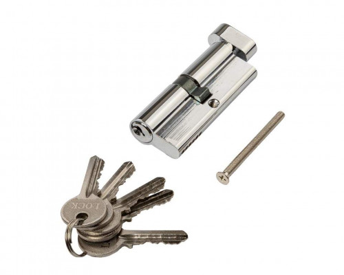 Цилиндр профильный с ручкой 40(ключ)/40(ручка овальная 28мм), алю, 5 ключей