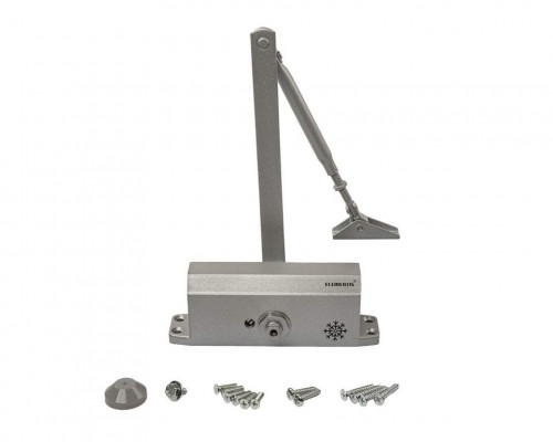 Доводчик с рычажной тягой, усилие EN3/4, с функц. задержки закрывания (DA), серебристый (RAL9006), Elementis