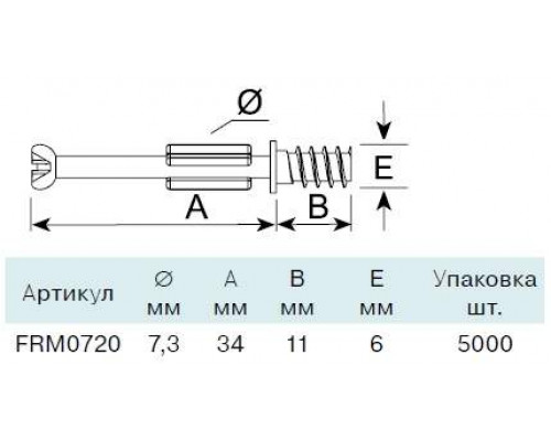 FIRMAX Дюбель евровинт D7.3x34 мм, сталь+пластик, цинк. покр. 1 шт. FIRMAX Дюбель евровинт D7.3x34 мм, сталь+пластик, цинк. покр. 1 шт.