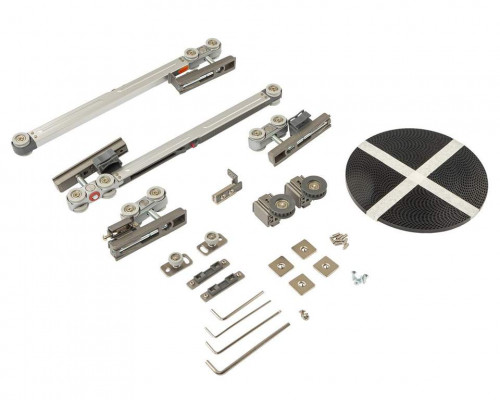 FM911С Комплект для 4-х (2+2) дверей из алюминиевого профиля с синхронным плавным закрыванием