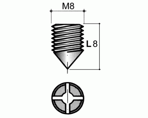 GR09 Винт M8 стяжки конической BO32, L=8mm, сталь, цинк. покр. 1 шт.