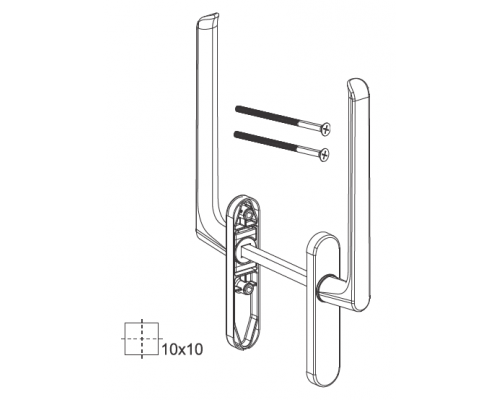 Гарнитур HS, длина ручки 251 мм, без PZ, штифт 10, L=140 мм, неокрас, винты М6х100