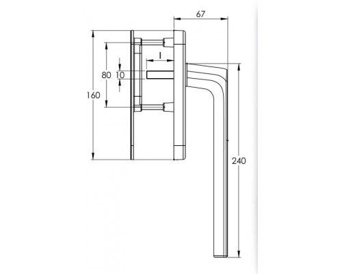 Гарнитур Internika с PZ, длина ручки 240 мм+ракушка, штифт 10/62 мм, неокрас